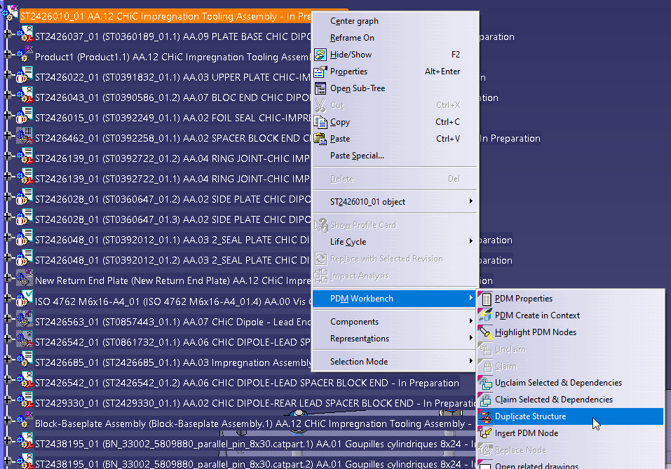 Duplicate tool on PDM workbench