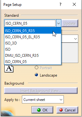 Page set up menu