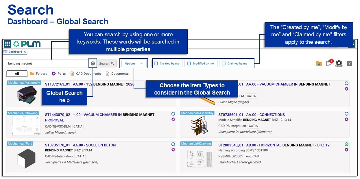 dashboard global search